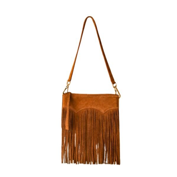 Boho Fringe Suede Shoulder Bag with Adjustable Strap